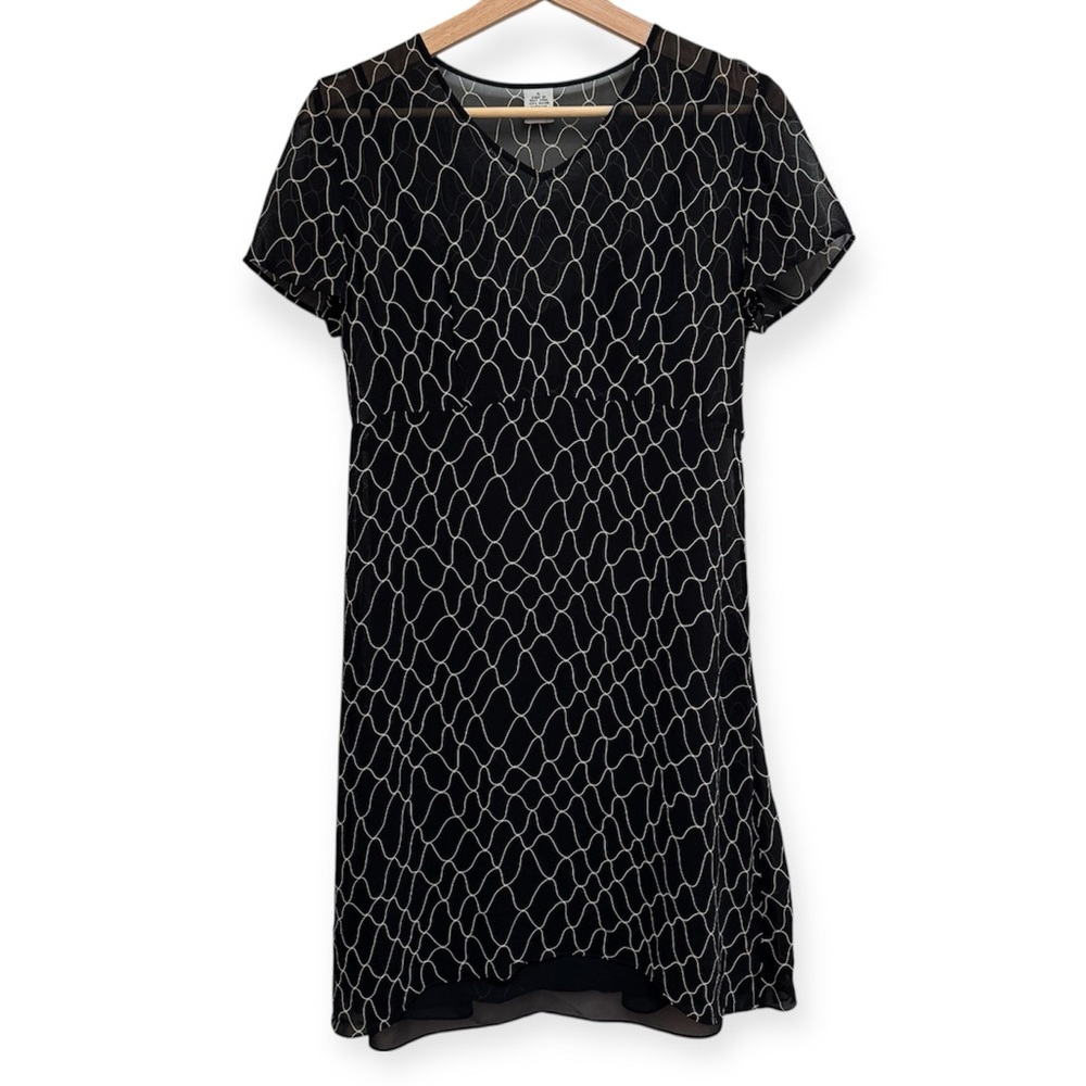 Vintage 90s Armani Exchange Short Sleeve Ribbon Print‎ Mini Dress